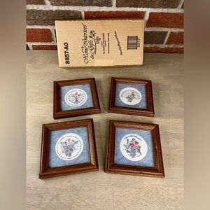 VTG Country Style Floral Prints Set Of 4, 5.25” Square Wall Mount Home Interior